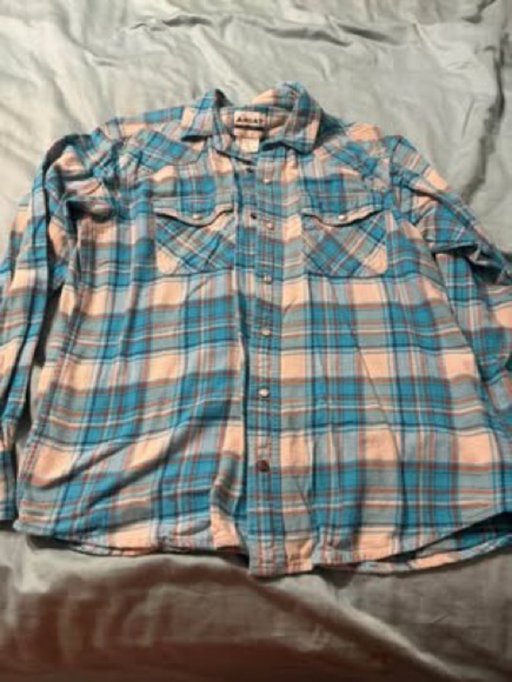 Ariat pearl snap and silk long sleeve button up